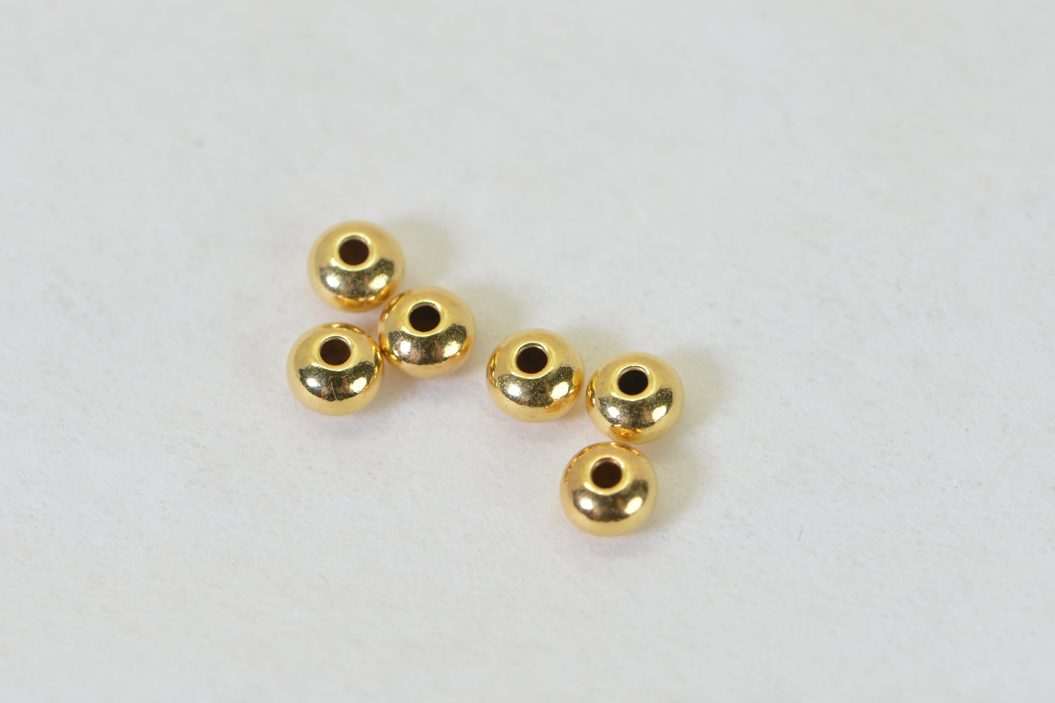 6pc 14K Gold Filled 4.4mm Saucer Beads 1mm Hole 4mm 14K Gold-Filled Saucer Spacer Beads, USA