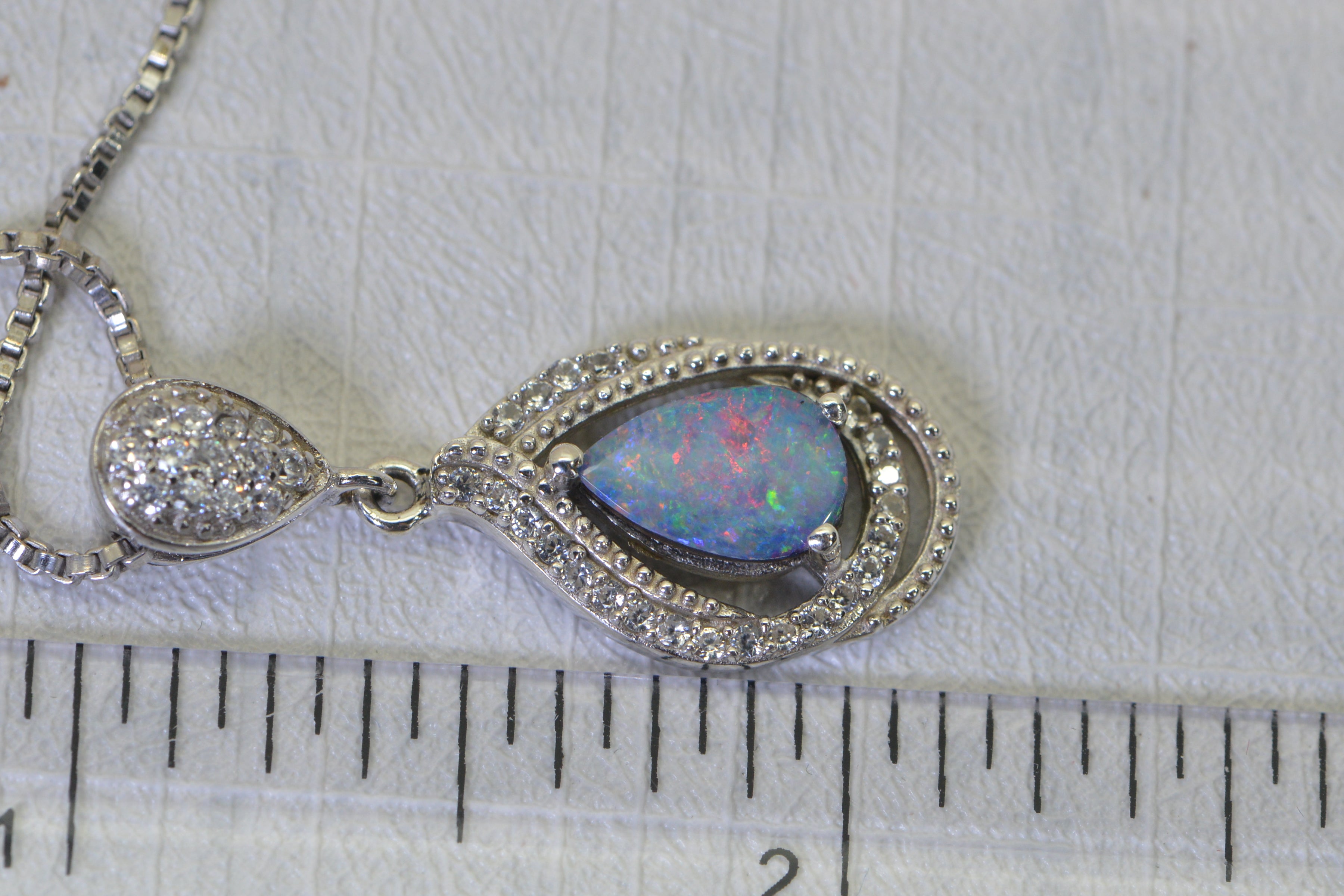 Australian Black Opal Doublet Pendant, Diamond Accent Necklace, 14K White Gold Over 925 Sterling Silver, Opal Jewelry Gift for Women