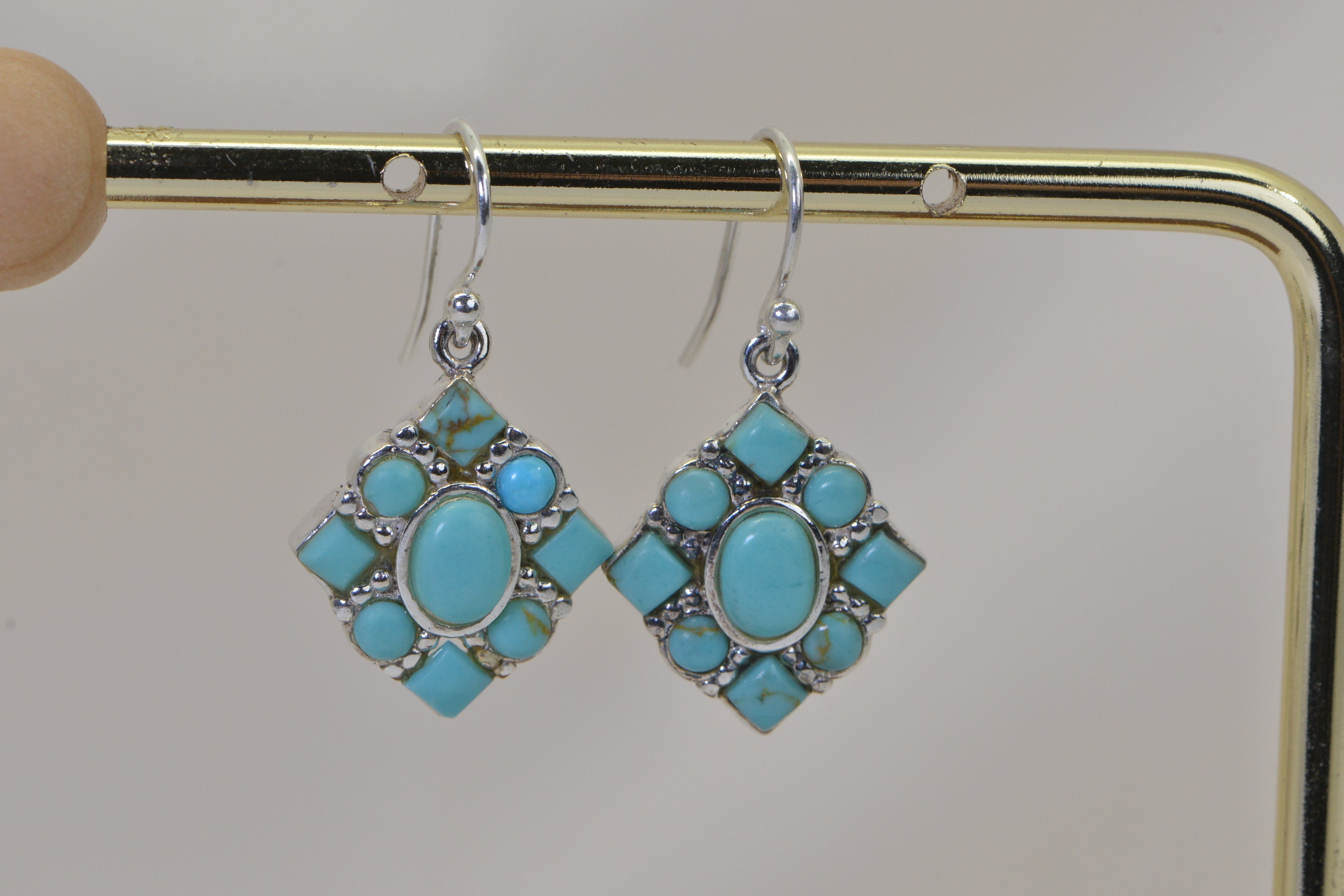 Natural Turquoise Sterling Silver Earrings | Southwestern Dangle Earrings | Handmade Turquoise Jewelry for Women