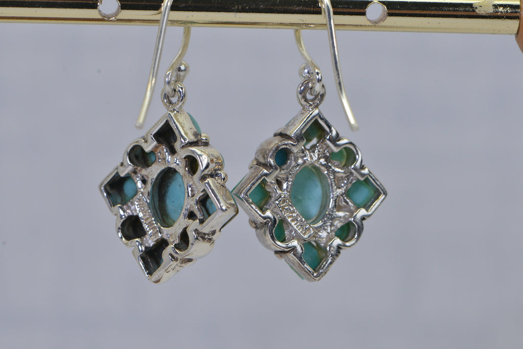 Natural Turquoise Sterling Silver Earrings | Southwestern Dangle Earrings | Handmade Turquoise Jewelry for Women