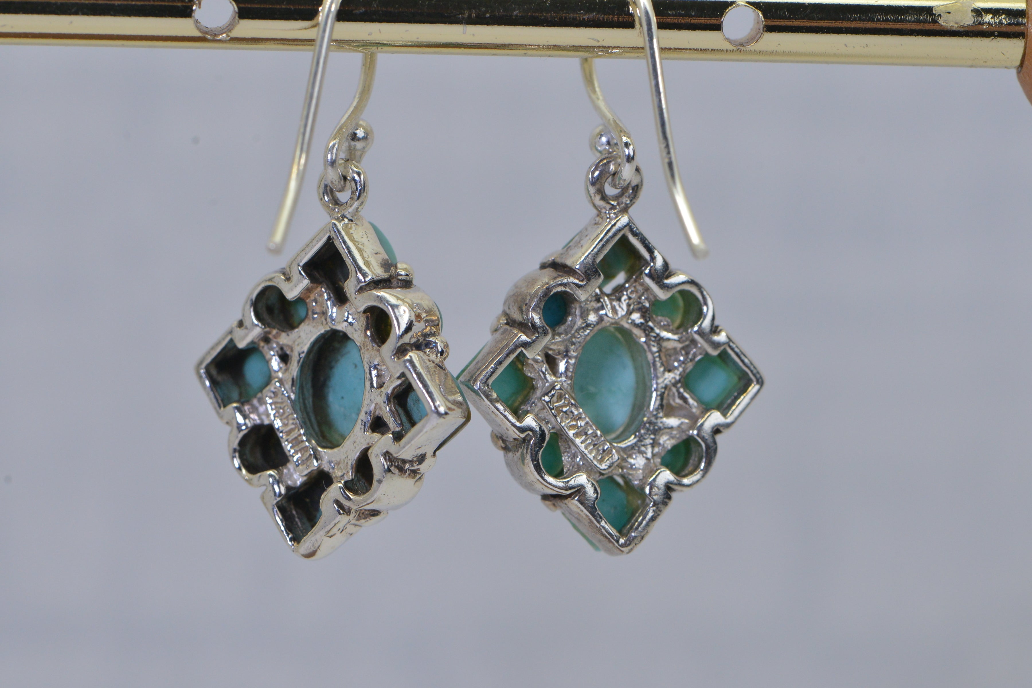 Natural Turquoise Sterling Silver Earrings | Southwestern Dangle Earrings | Handmade Turquoise Jewelry for Women