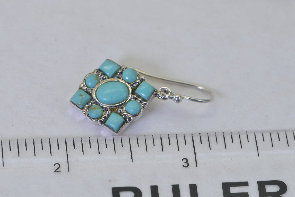 Natural Turquoise Sterling Silver Earrings | Southwestern Dangle Earrings | Handmade Turquoise Jewelry for Women