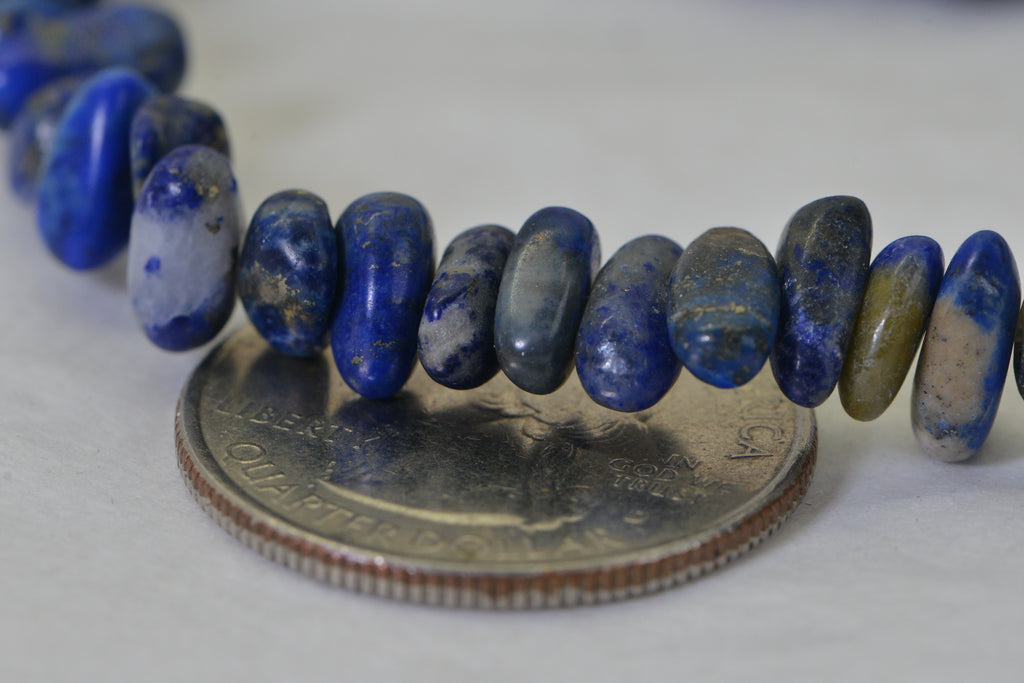 Natural Lapis Lazuli Nugget Beads AA Quality Royal Blue 8x3mm, Smooth Polished Gemstone Strand, Lapis Jewelry Making Supplies, 15.5 Inch Strand