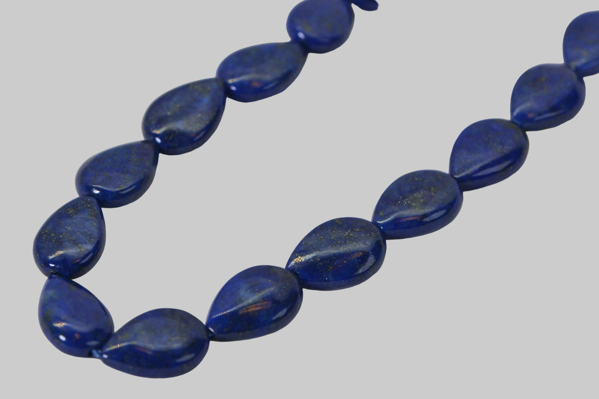 Natural Lapis Lazuli Teardrop Beads 12x8mm Royal Blue Gemstone Beads, Pyrite Lapis Half Strand, Center Drilled Jewelry Making Supplies