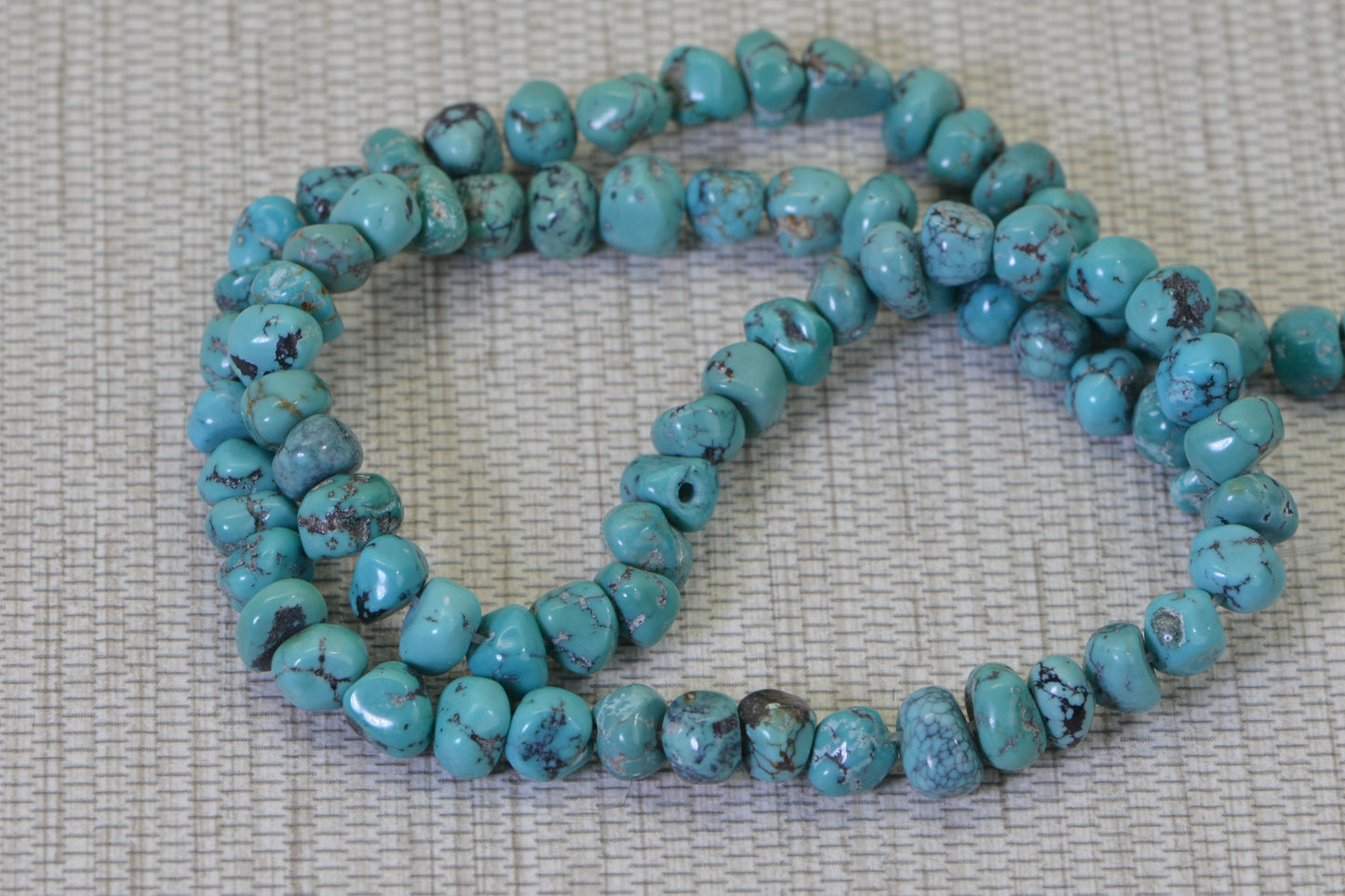 Kingman Turquoise Nugget Beads: Natural Arizona Gemstone, 16 Inch Strand