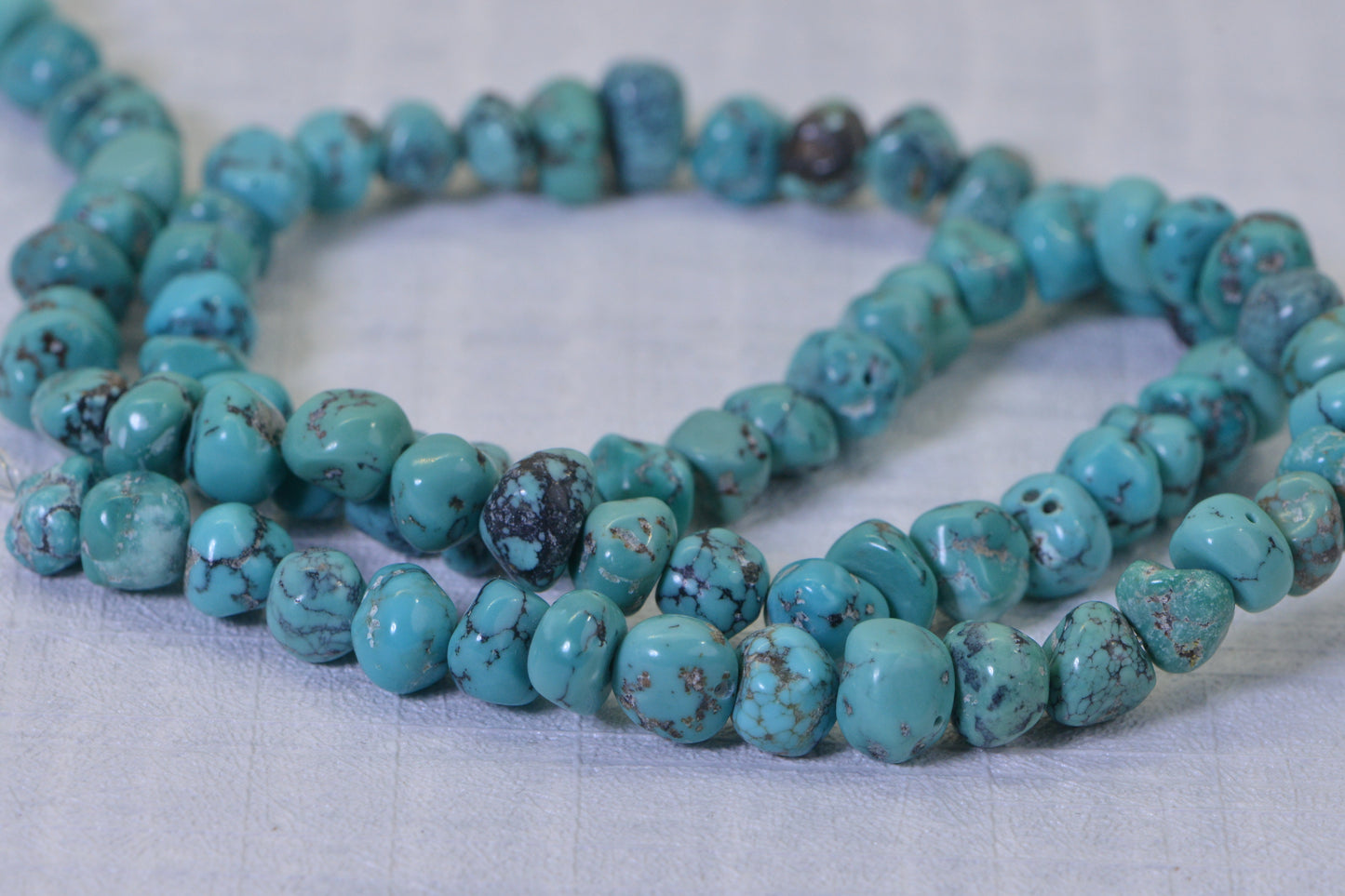 Kingman Turquoise Nugget Beads: Natural Arizona Gemstone, 16 Inch Strand