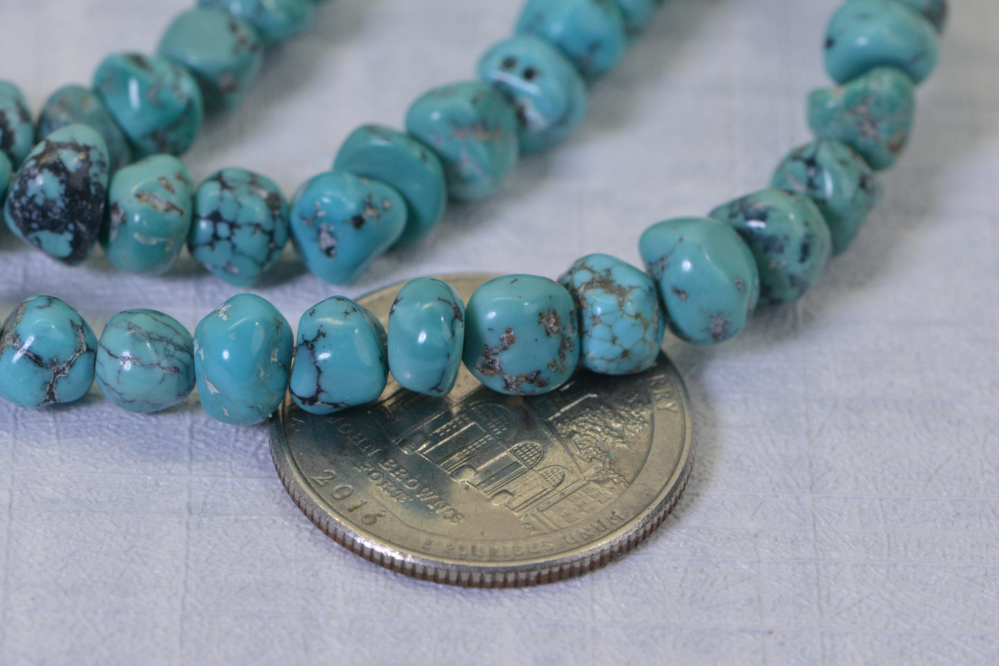 Kingman Turquoise Nugget Beads: Natural Arizona Gemstone, 16 Inch Strand