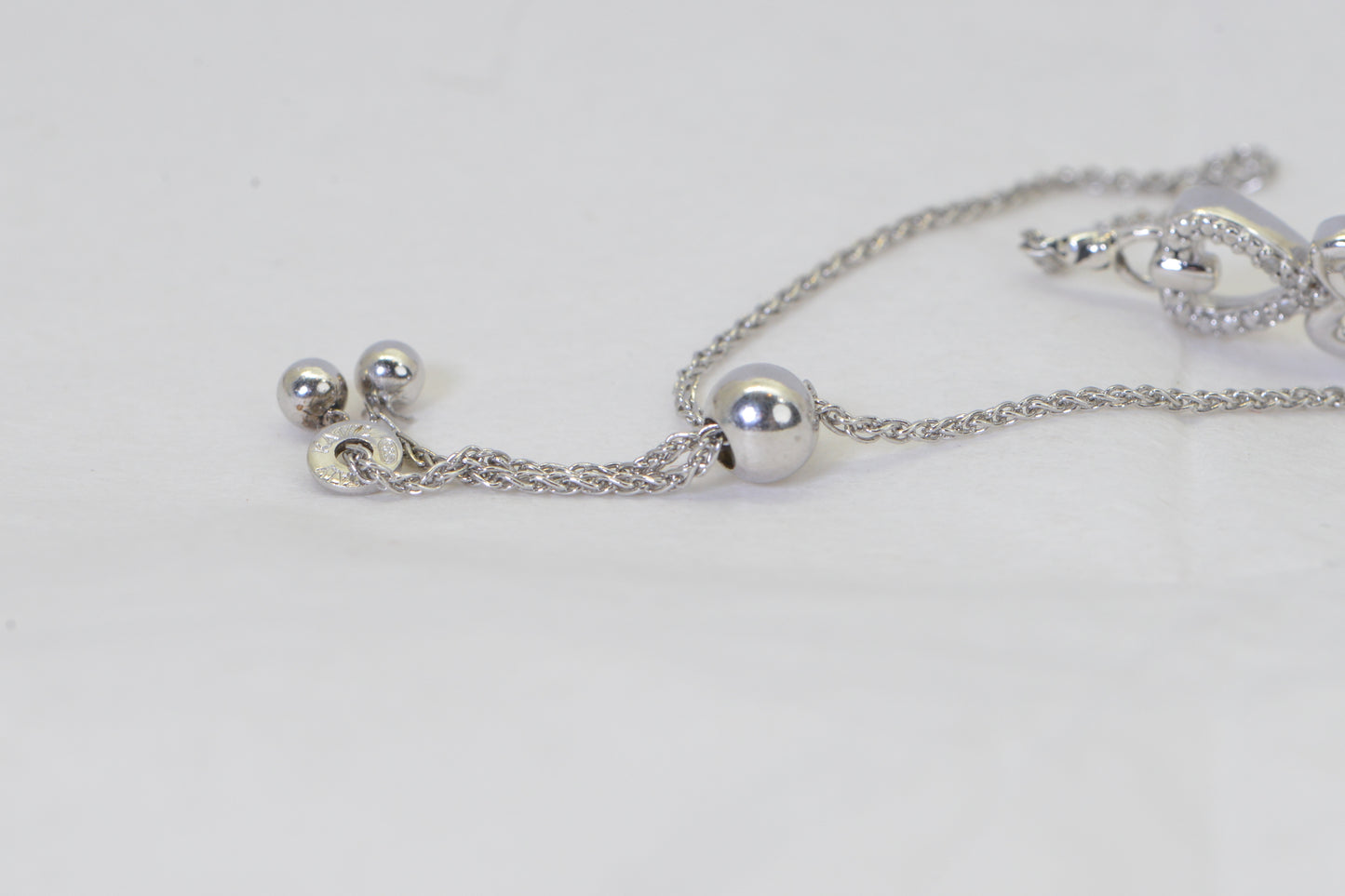 Diamond Six Heart Bracelet: 14k White Gold over Sterling Silver