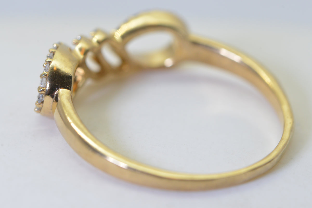 Infinity Diamond Ring: 14K Gold Vermeil & Sterling Silver Size Ring 8.5 US