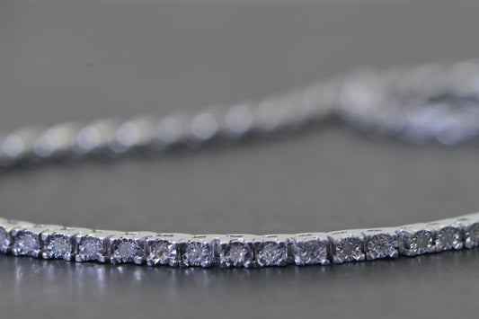 Natural Diamond Tennis Bracelet, 925 Sterling Silver Diamond Bracelet, Rhodium Plated, Dainty Diamond Bracelet, Gift for Her