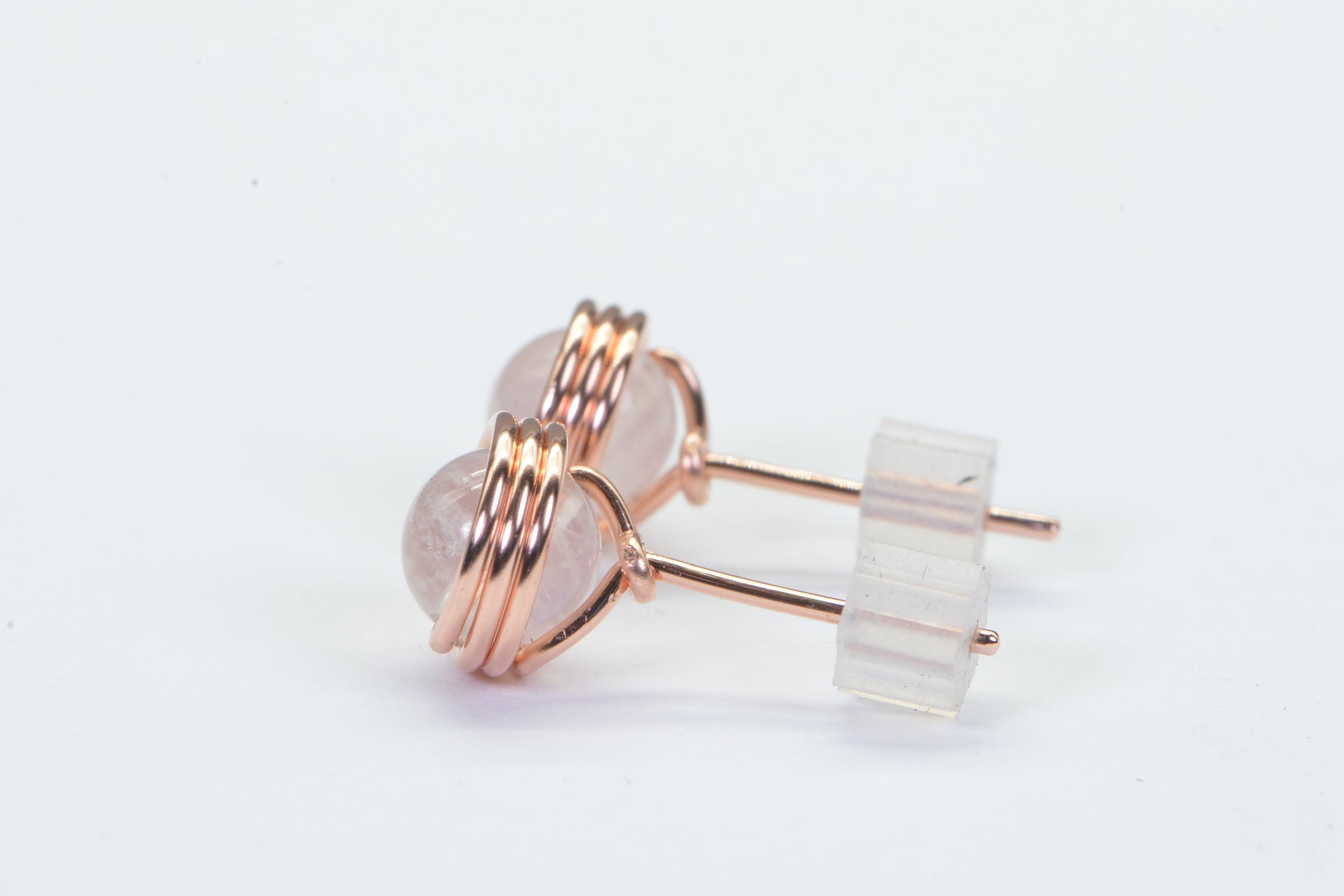 Copper Wire wrapped Studs Moonstone