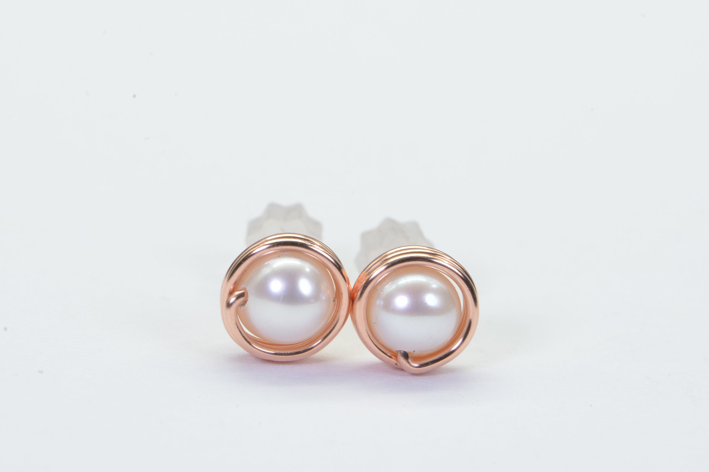 Black Tourmaline Stud Earrings: Handmade Copper Wire Wrapped Gemstone