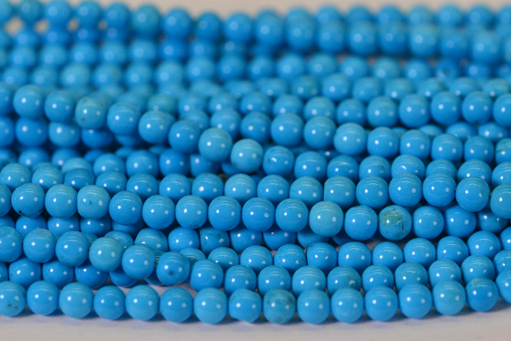 Natural Sleeping Beauty Turquoise 3mm Round Smooth Polished