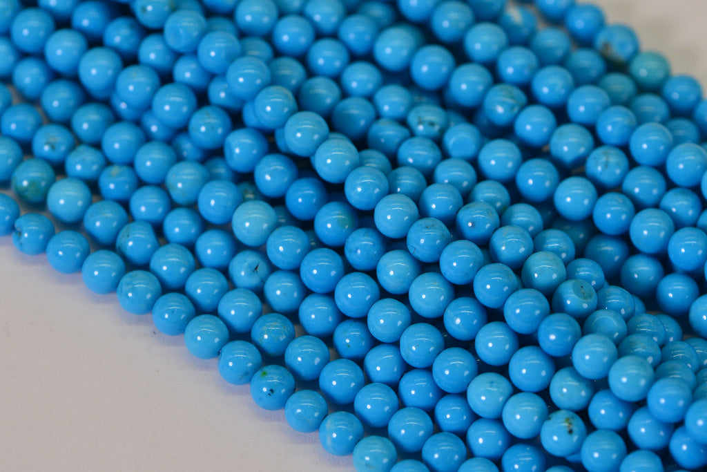 Natural Sleeping Beauty Turquoise 3mm Round Smooth Polished