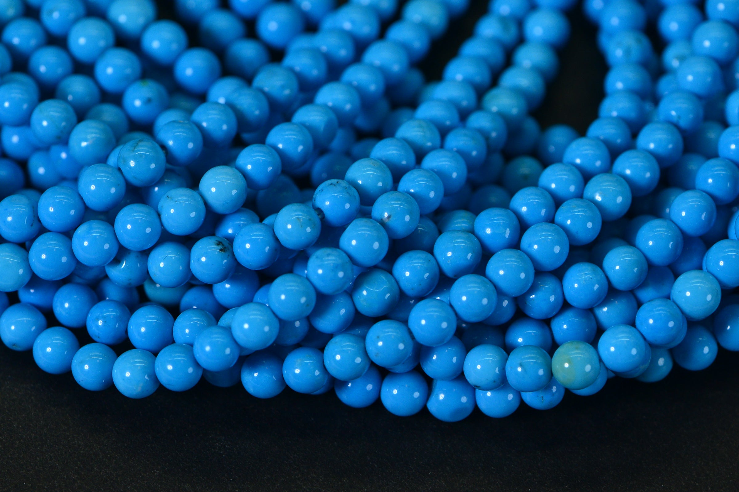Natural Sleeping Beauty Turquoise 3mm Round Smooth Polished