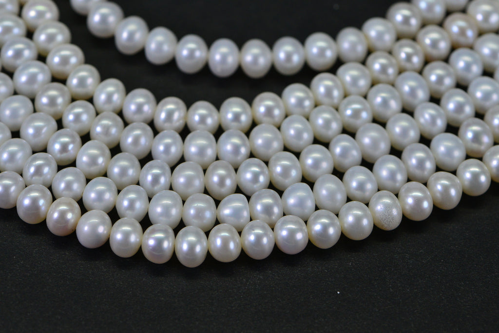 Genuine Freshwater Pearl Rondelle 5–5.5mm AAAD Excellent Luster White Ivory 15" Strand