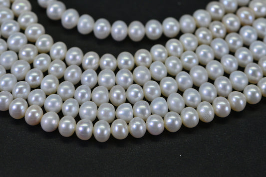 Genuine Freshwater Pearl Rondelle 5–5.5mm AAAD Excellent Luster White Ivory 15" Strand