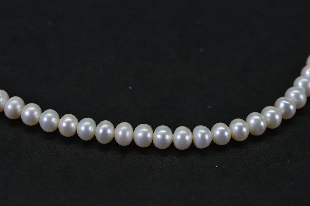Genuine Freshwater Pearl Rondelle 5–5.5mm AAAD Excellent Luster White Ivory 15" Strand