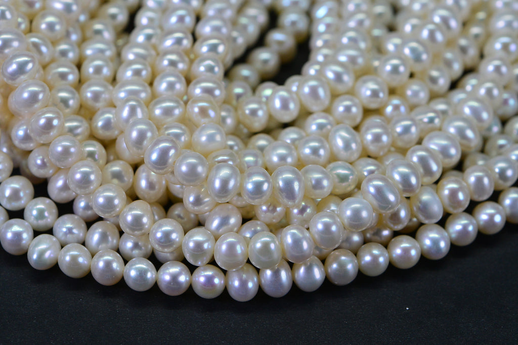 Semi-Round Freshwater Pearl Strand 5–6mm Potato Shape High Luster Full Strand