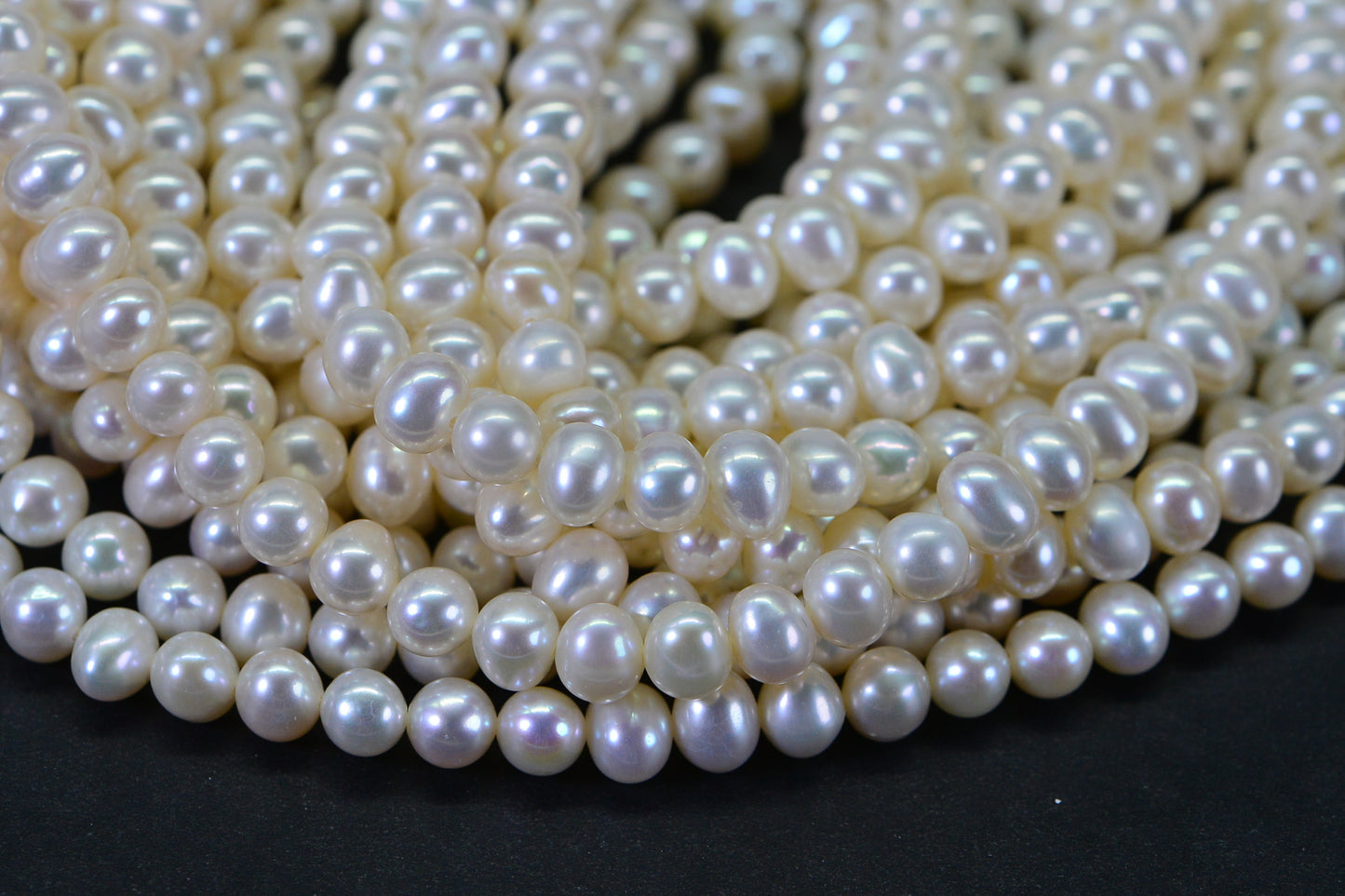 Semi-Round Freshwater Pearl Strand 5–6mm Potato Shape High Luster Full Strand