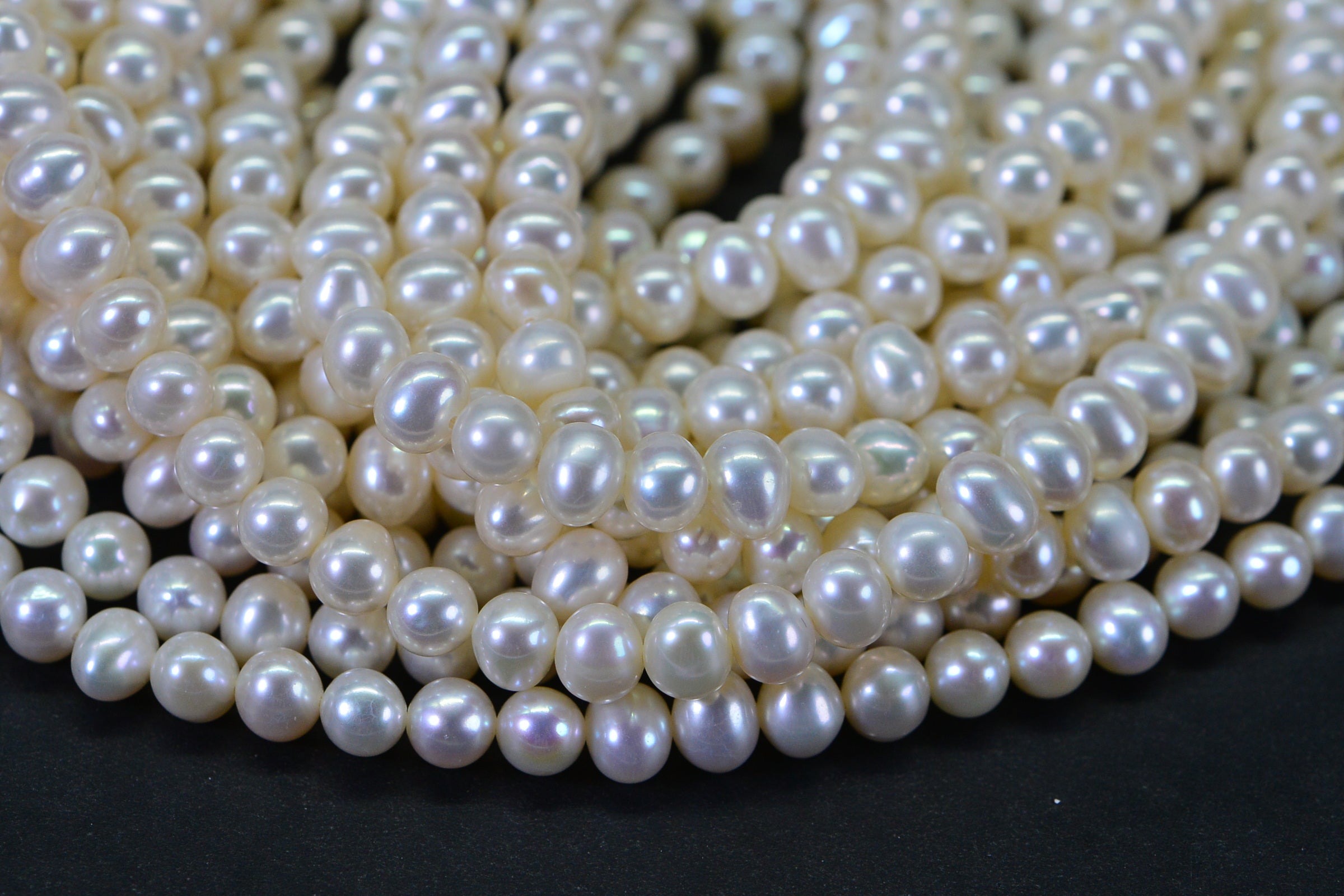 Semi-Round Freshwater Pearl Strand 5–6mm Potato Shape High Luster Full Strand