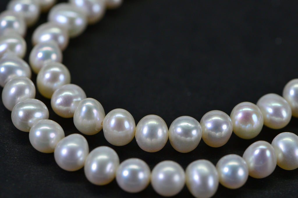 Semi-Round Freshwater Pearl Strand 5–6mm Potato Shape High Luster Full Strand