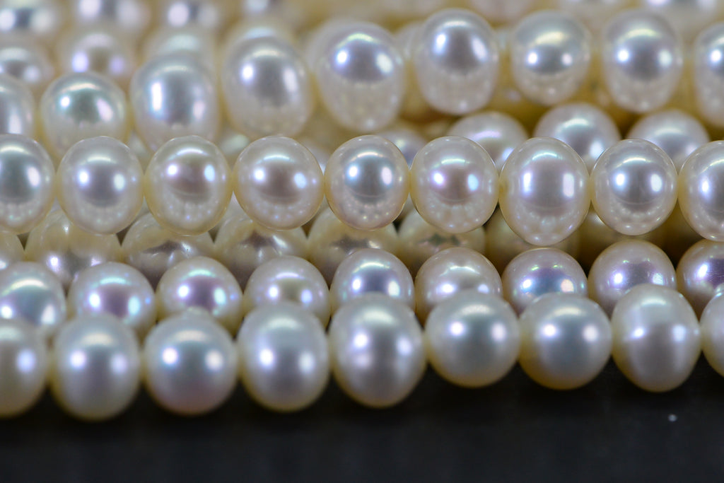 Semi-Round Freshwater Pearl Strand 5–6mm Potato Shape High Luster Full Strand