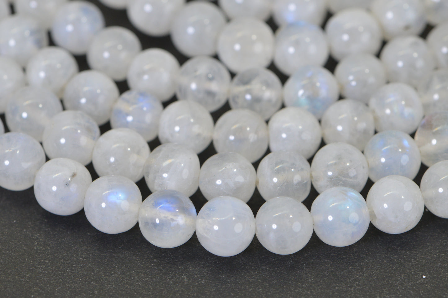 Genuine Rainbow Moonstone Beads 7mm Blue Flash Smooth Polished Natural Gemstone
