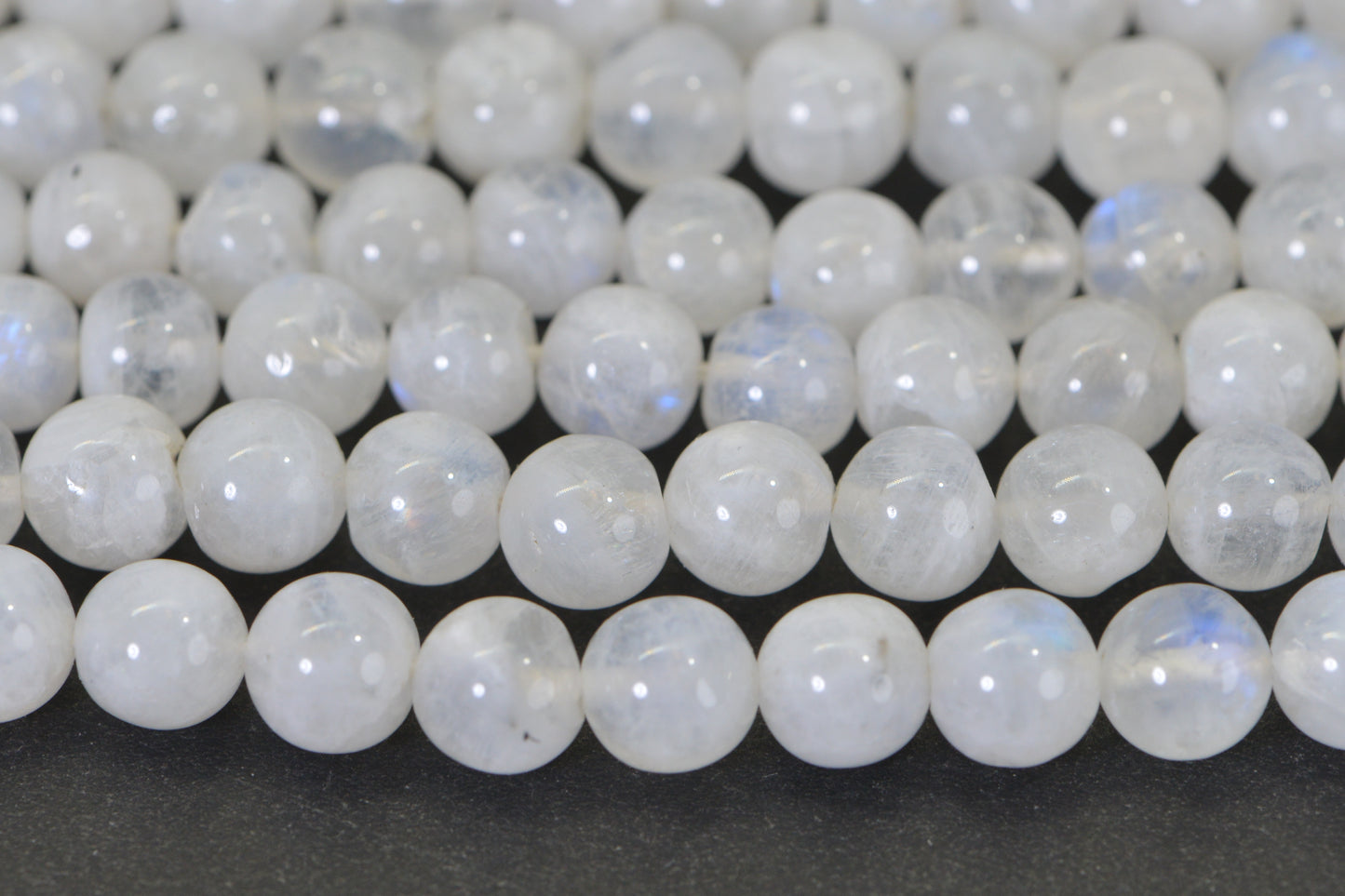 Genuine Rainbow Moonstone Beads 7mm Blue Flash Smooth Polished Natural Gemstone