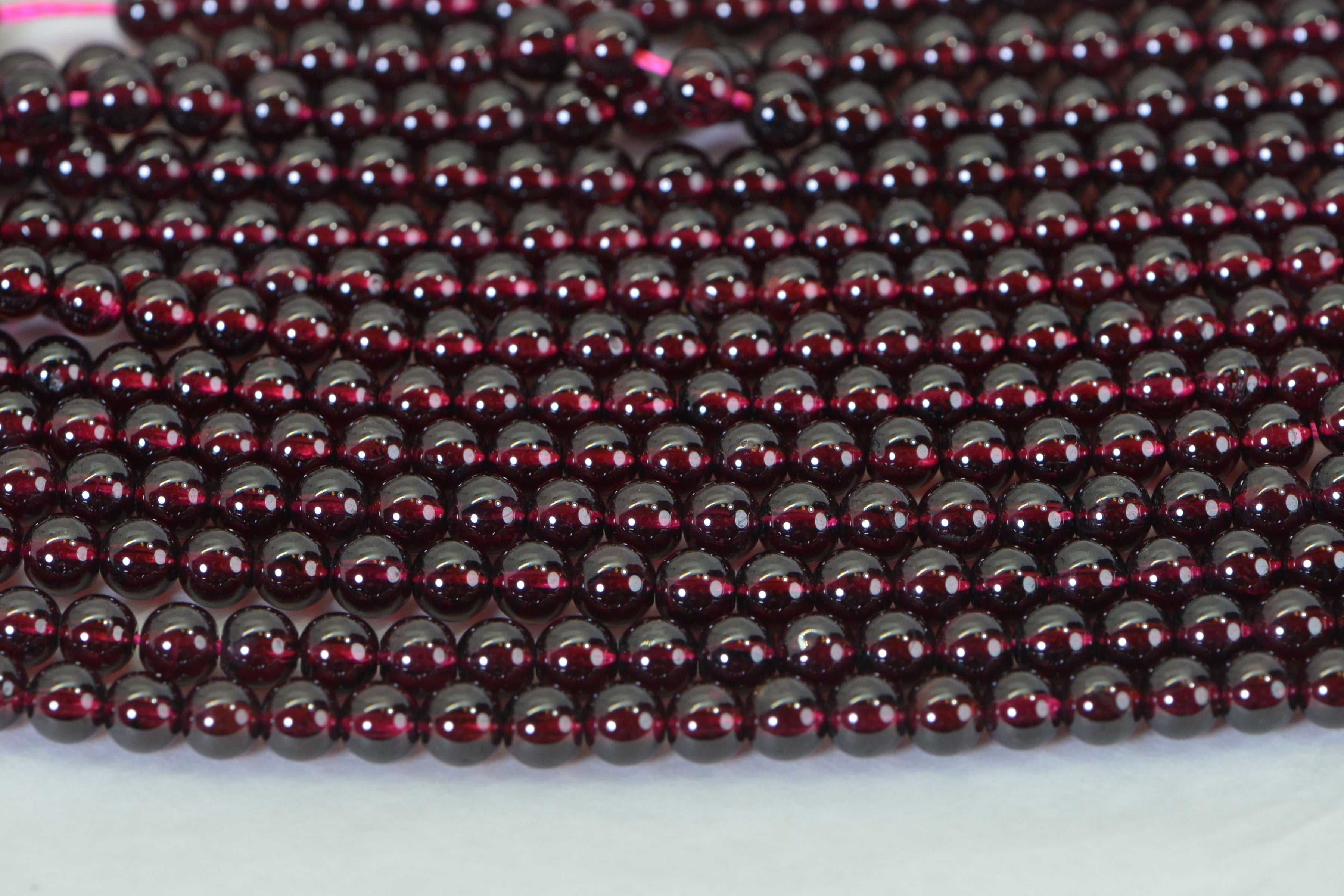 Natural Red Garnet Beads 4.4mm Round AA Dark Maroon 15" Strand High Quality
