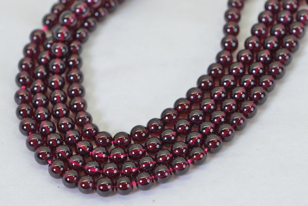 Natural Red Garnet Beads 4.4mm Round AA Dark Maroon 15" Strand High Quality