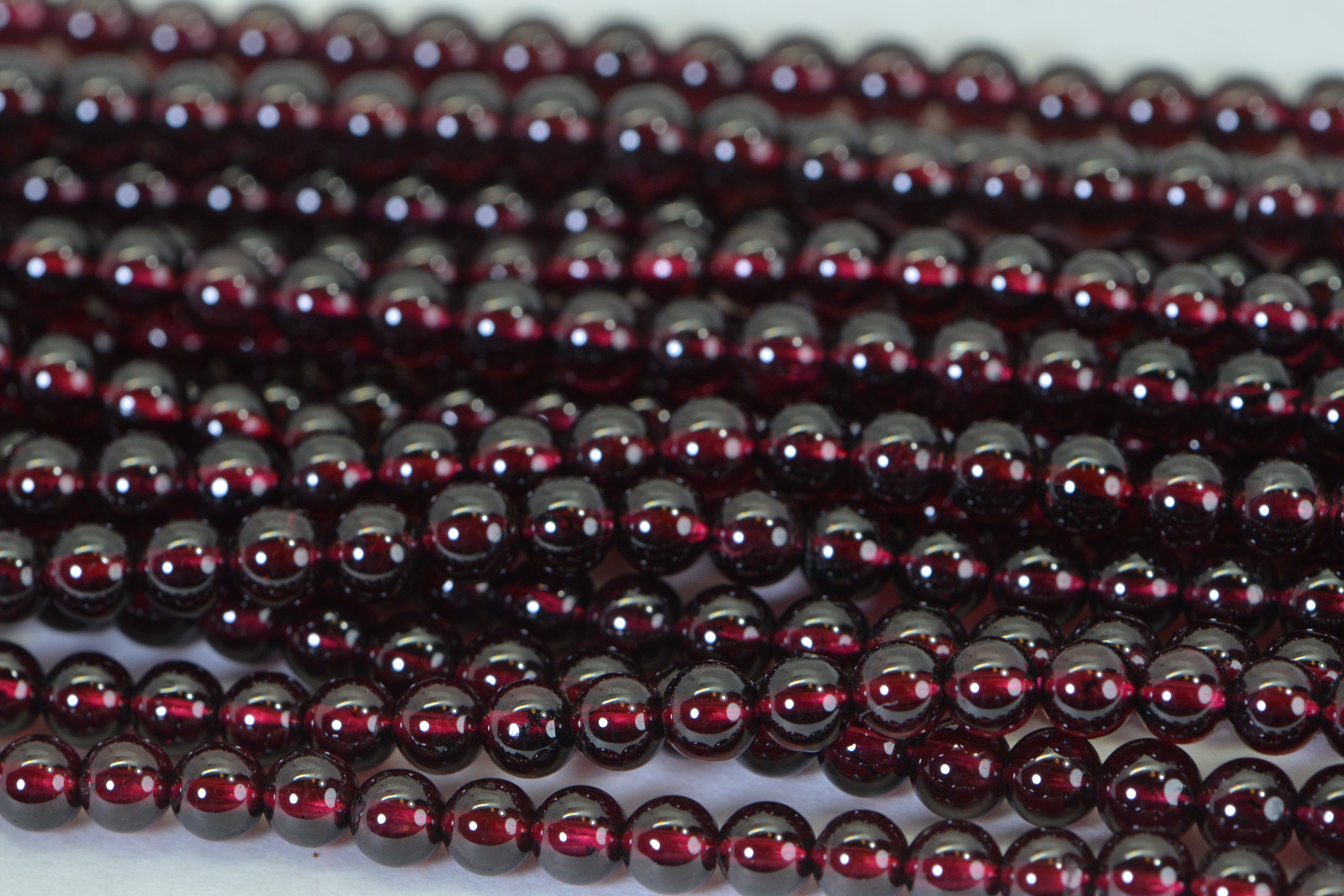 Natural Red Garnet Beads 4.4mm Round AA Dark Maroon 15" Strand High Quality