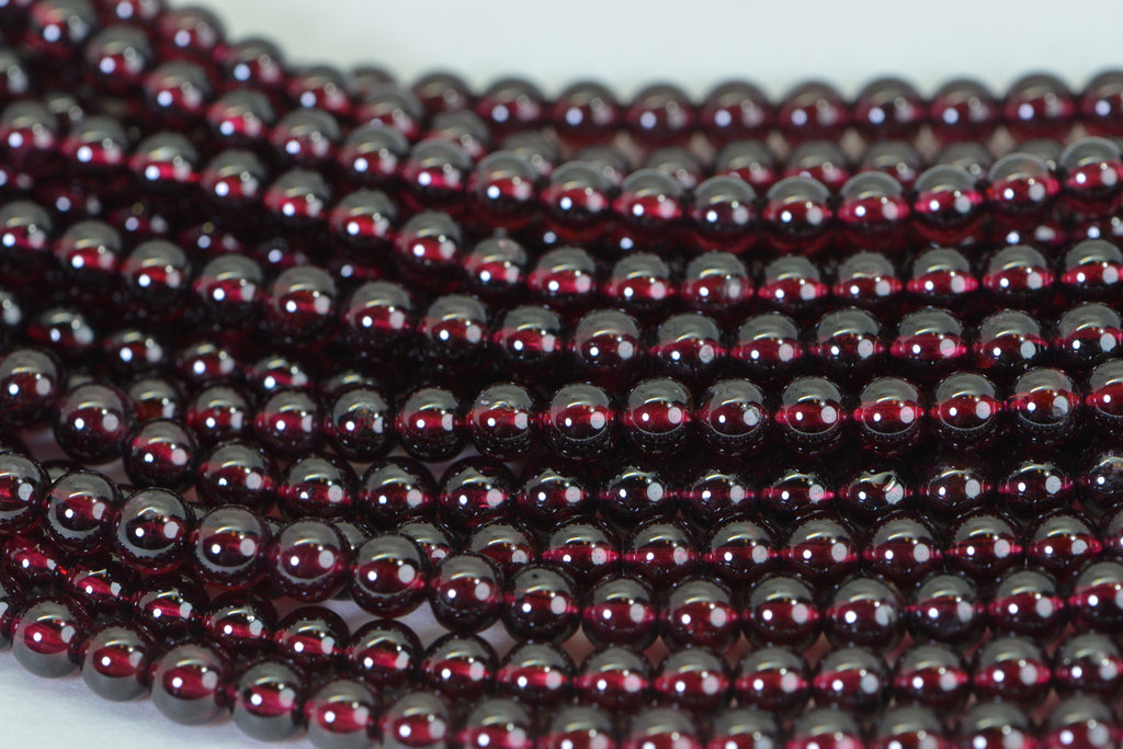 Natural Red Garnet Beads 4.4mm Round AA Dark Maroon 15" Strand High Quality