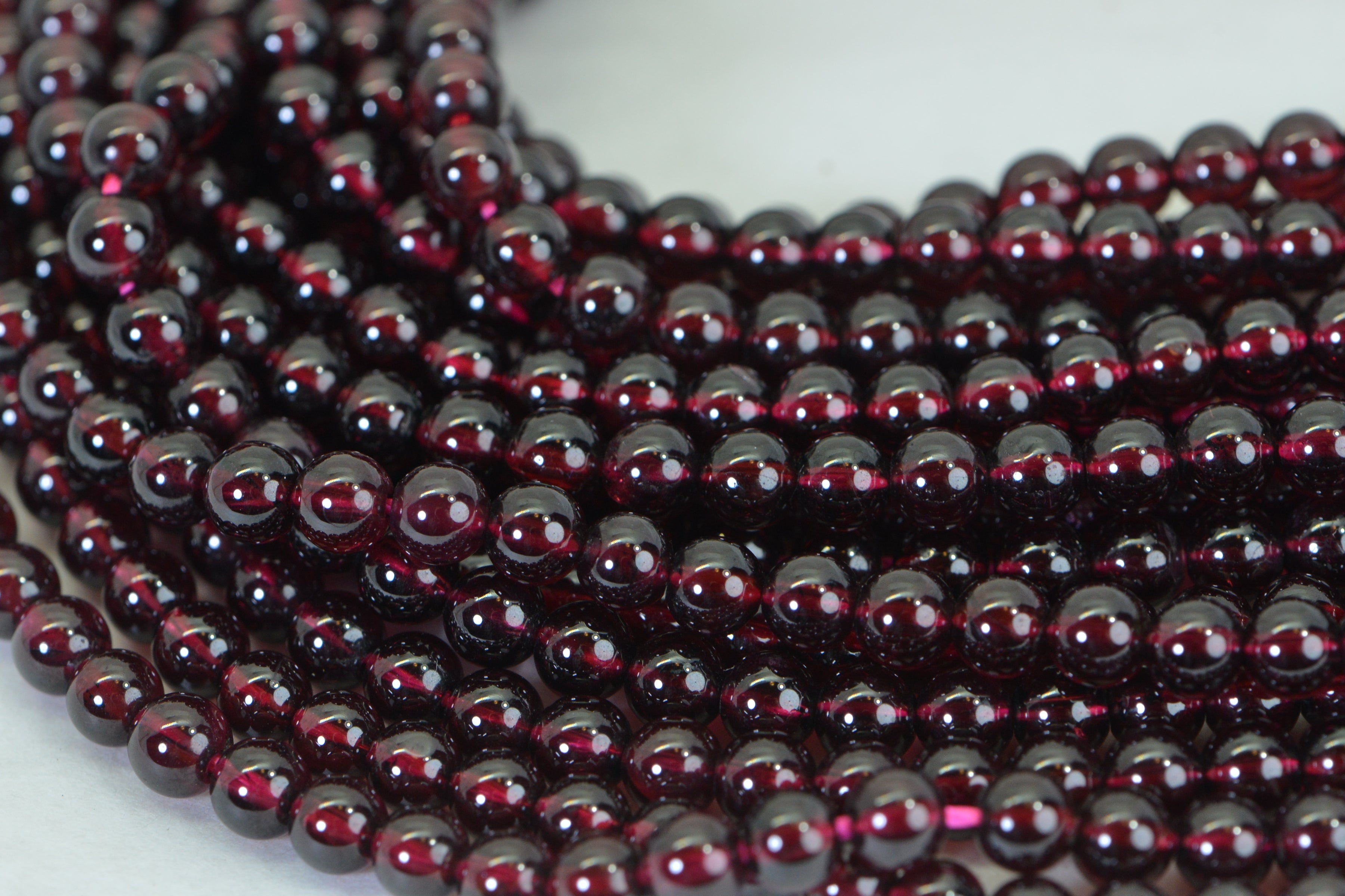 Natural Red Garnet Beads 4.4mm Round AA Dark Maroon 15" Strand High Quality