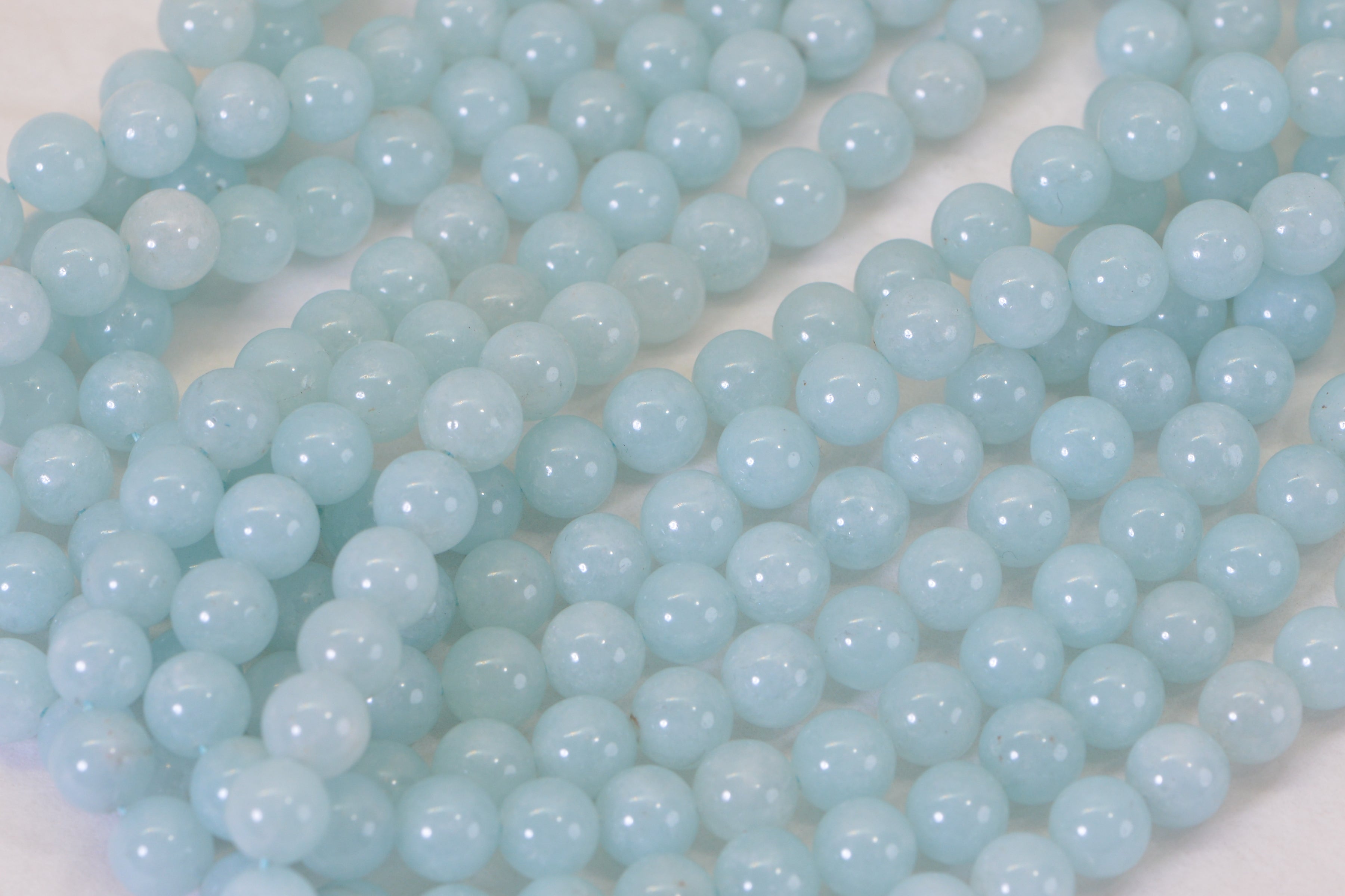Aqua Blue Quartz Beads 8mm Smooth Round 15.5" Strand 48 Beads