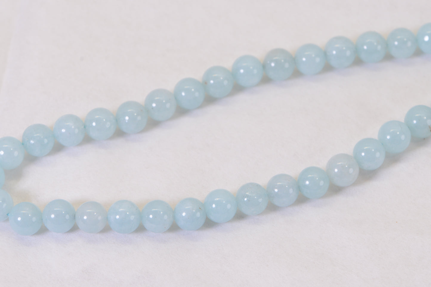 Aqua Blue Quartz Beads 8mm Smooth Round 15.5" Strand 48 Beads