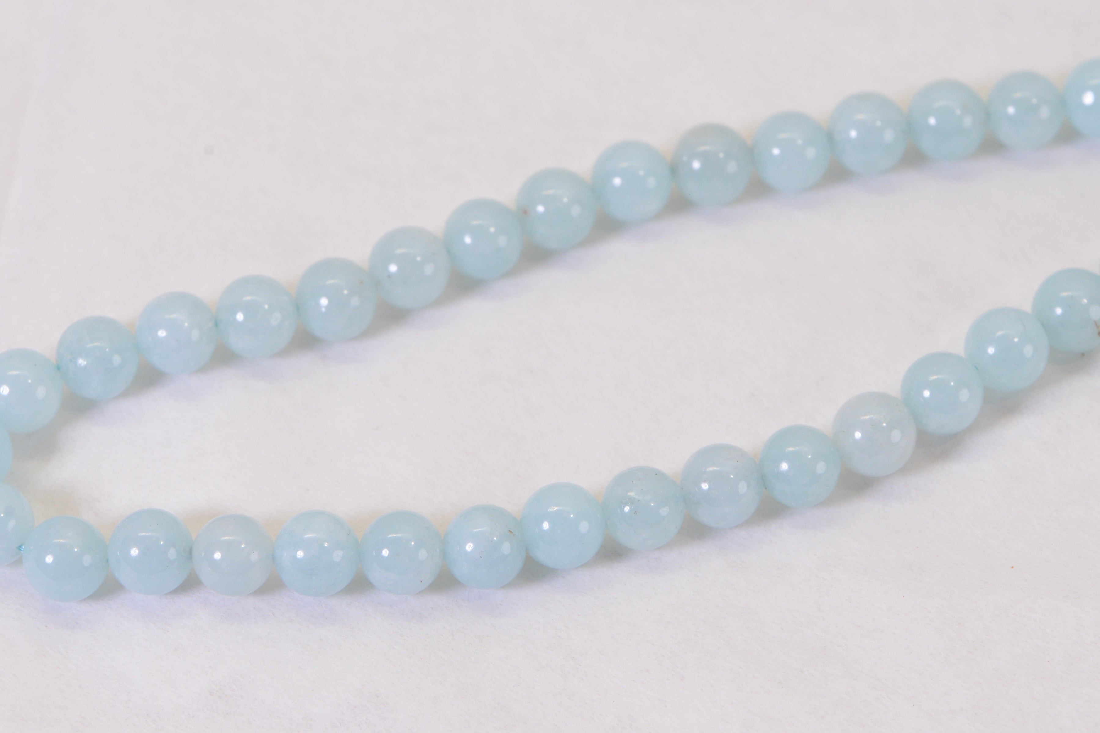 Aqua Blue Quartz Beads 8mm Smooth Round 15.5" Strand 48 Beads