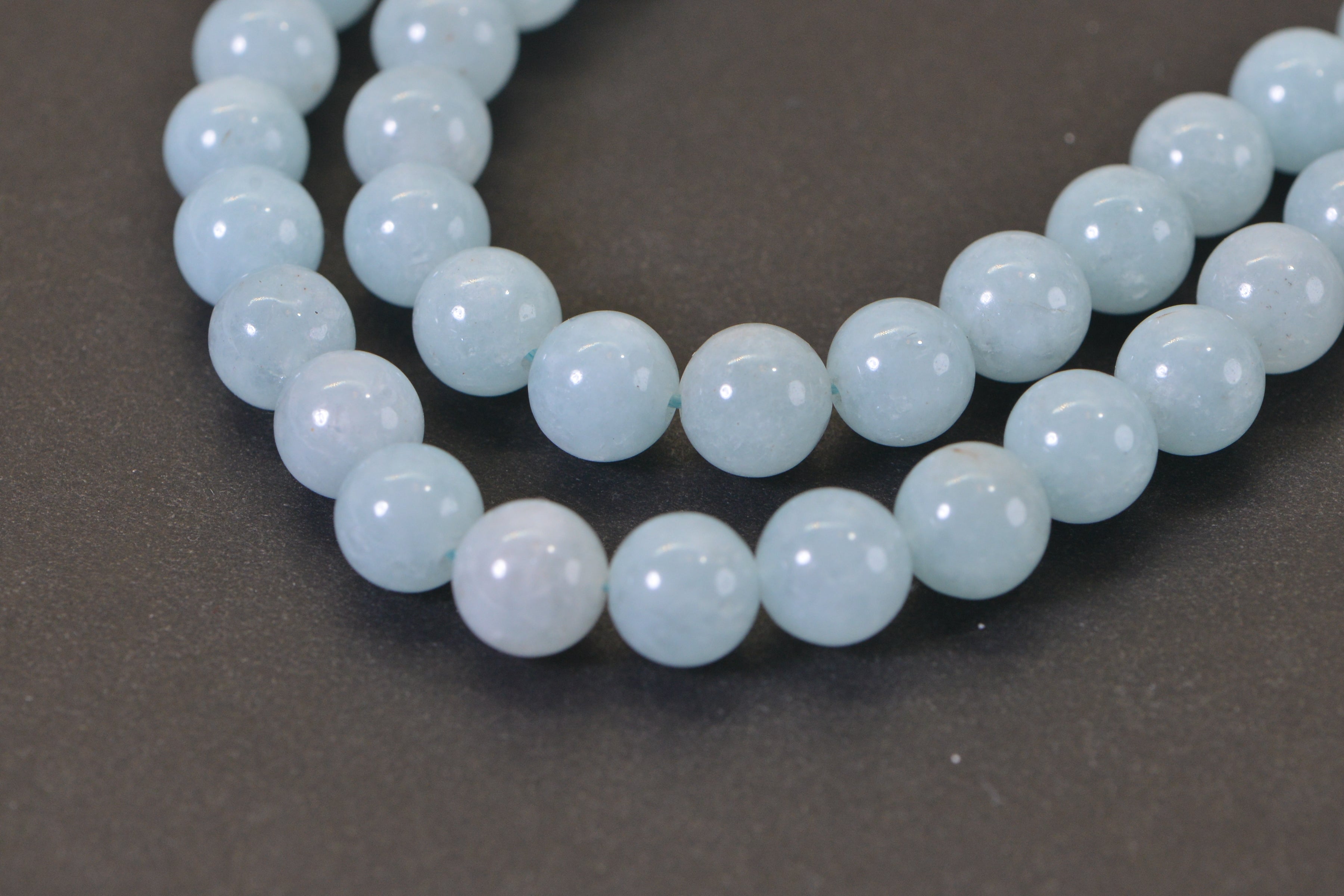Aqua Blue Quartz Beads 8mm Smooth Round 15.5" Strand 48 Beads
