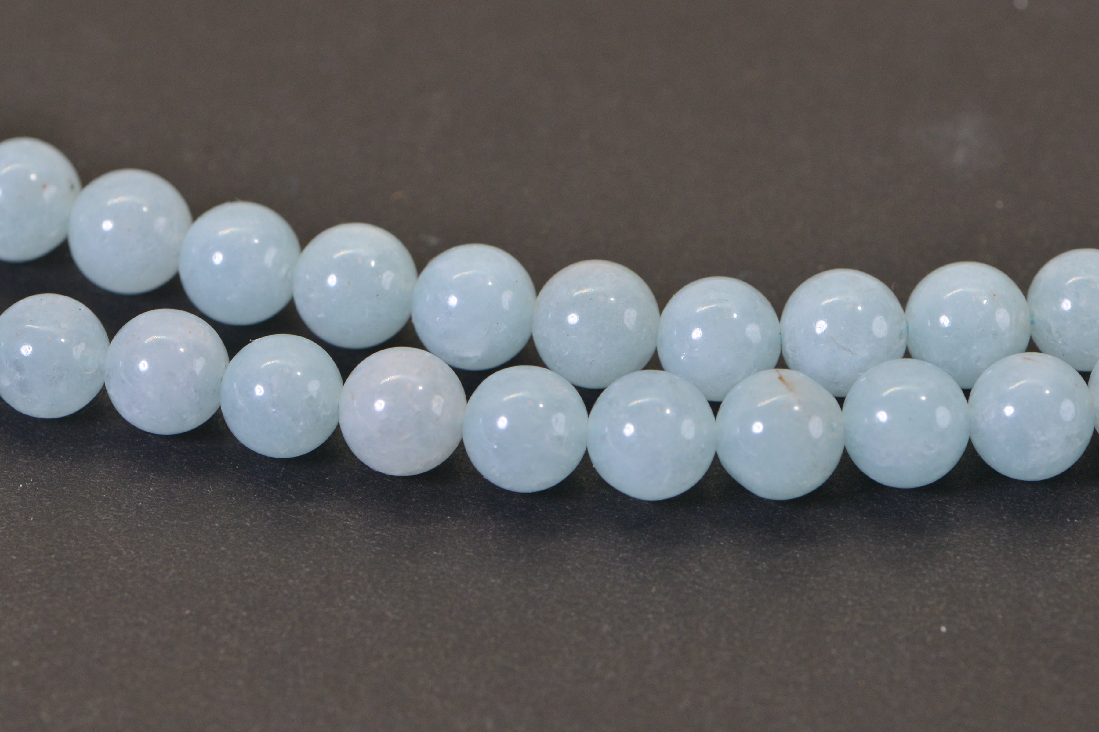 Aqua Blue Quartz Beads 8mm Smooth Round 15.5" Strand 48 Beads