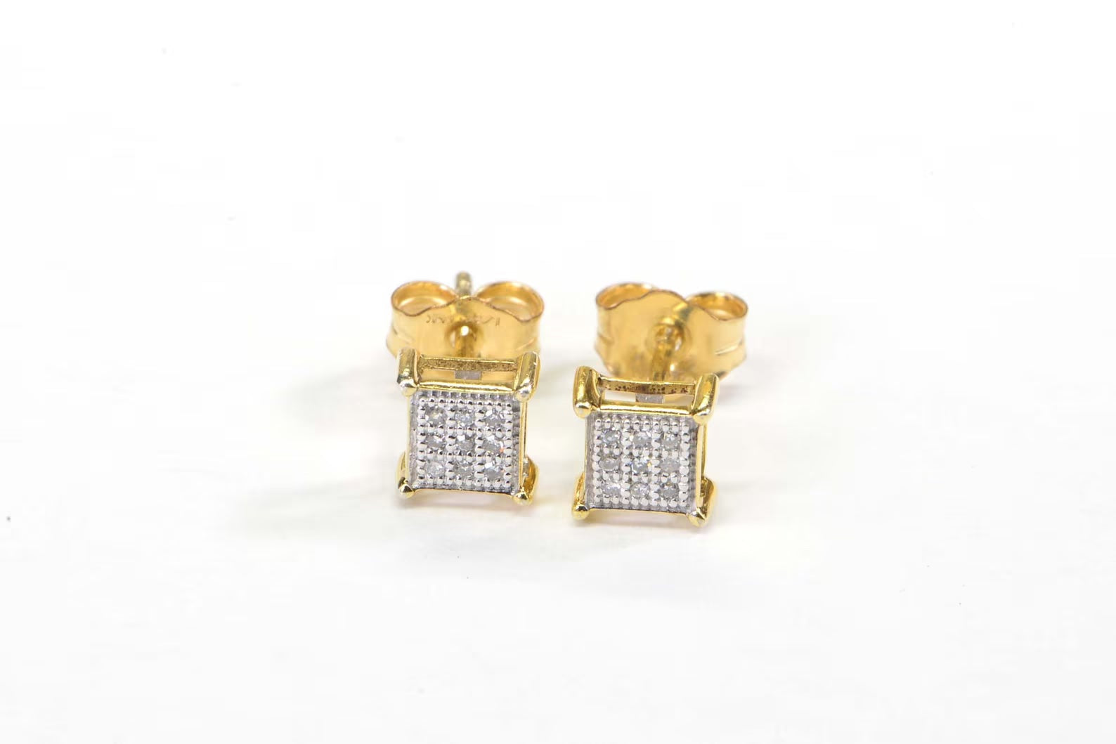 Tiny Diamond Cluster Earrings – Gold Vermeil Square Studs