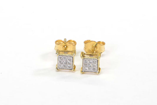 Tiny Diamond Cluster Earrings – Gold Vermeil Square Studs