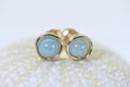 Jade Ice Green Wire Wrapped 14K Gold Petite Stud Earrings