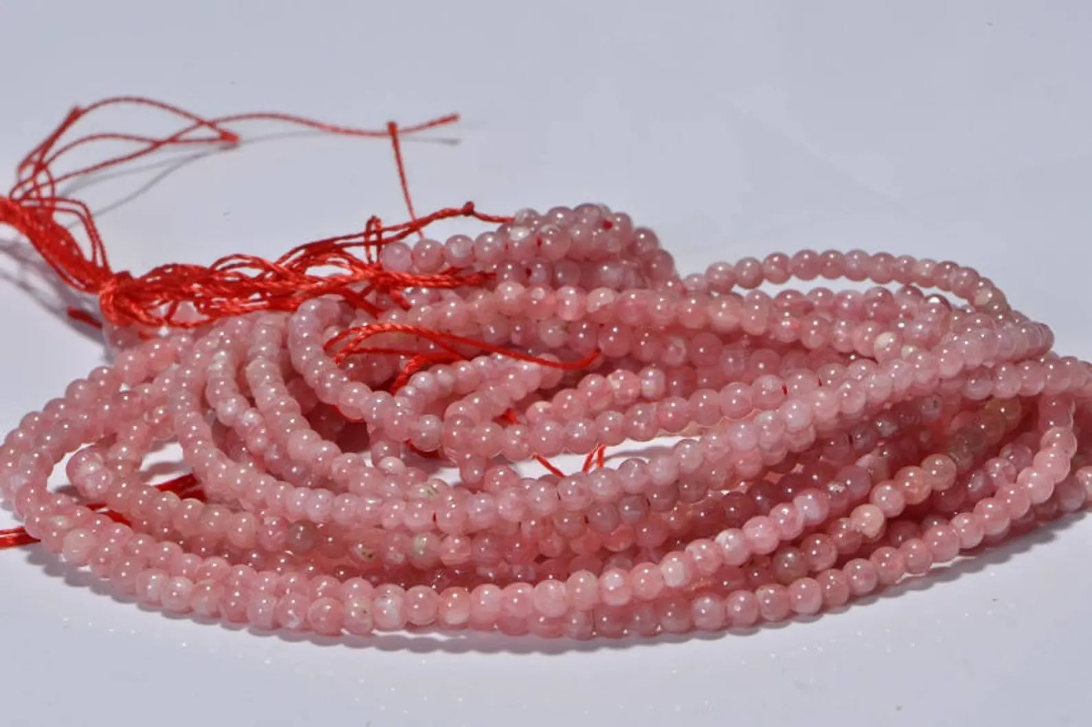 AAA Rhodochrosite Beads – 3mm Round Gemstone Strand