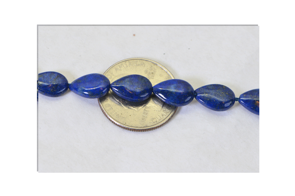 Natural Lapis Lazuli Teardrop Beads 12x8mm Royal Blue Gemstone Beads, Pyrite Lapis Half Strand, Center Drilled Jewelry Making Supplies