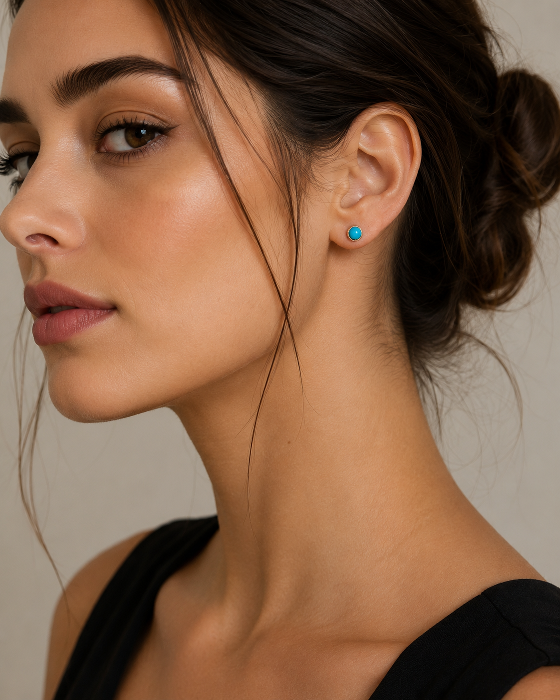 Black Tourmaline Stud Earrings: Handmade Copper Wire Wrapped Gemstone