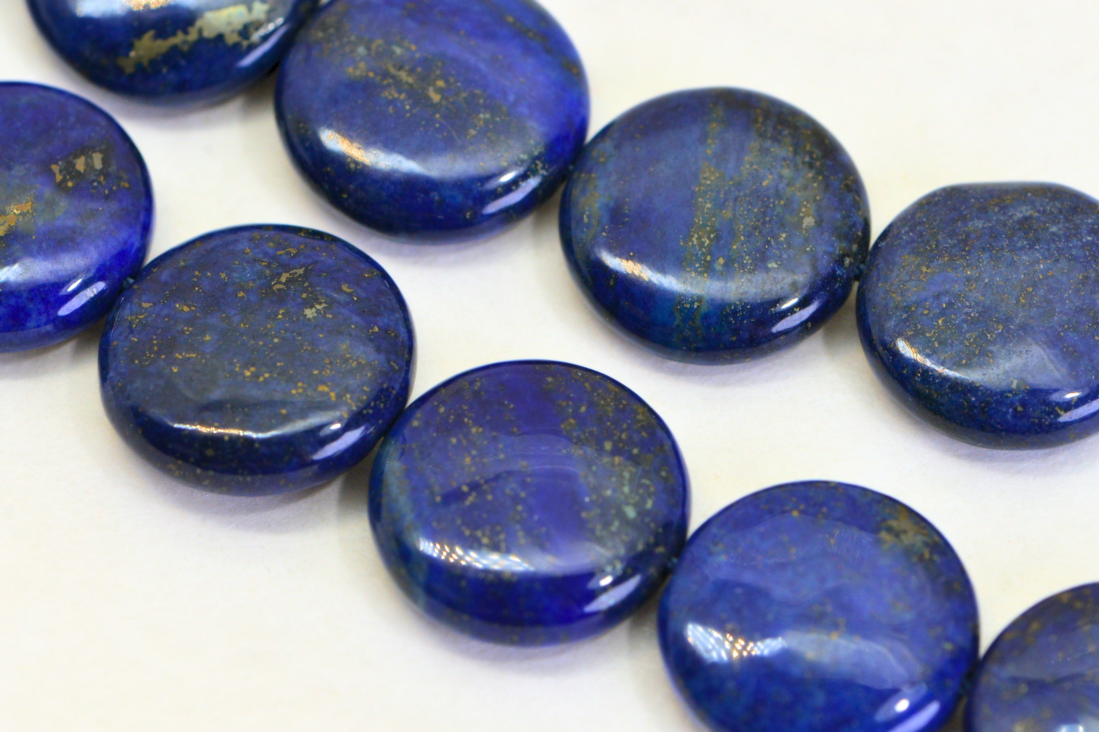 Natural Lapis Lazuli Coin Beads with Pyrite – AAA Quality
