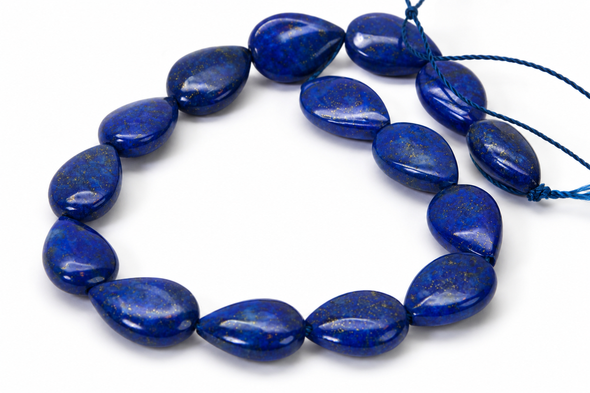 Natural Lapis Lazuli Teardrop Beads 12x8mm Royal Blue Gemstone Beads, Pyrite Lapis Half Strand, Center Drilled Jewelry Making Supplies