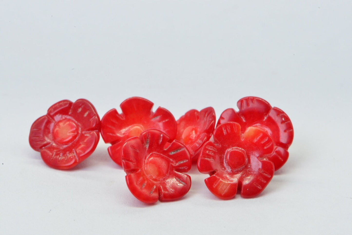 Natural Coral Carved Poppy Floral Beads Gemstone Red Coral Coral AAA 