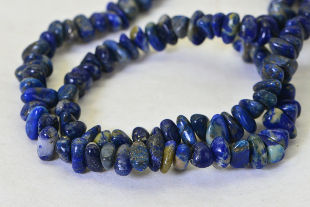 Natural Lapis Lazuli Nugget Beads AA Quality Royal Blue 8x3mm, Smooth Polished Gemstone Strand, Lapis Jewelry Making Supplies, 15.5 Inch Strand
