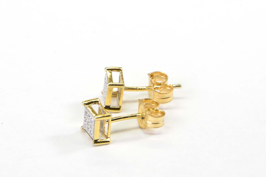 Tiny Diamond Cluster Earrings – Gold Vermeil Square Studs